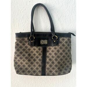 Vtg Dooney & Bourke Handbag $290 Black DB Logo Saffiano Quilted Purse Tote